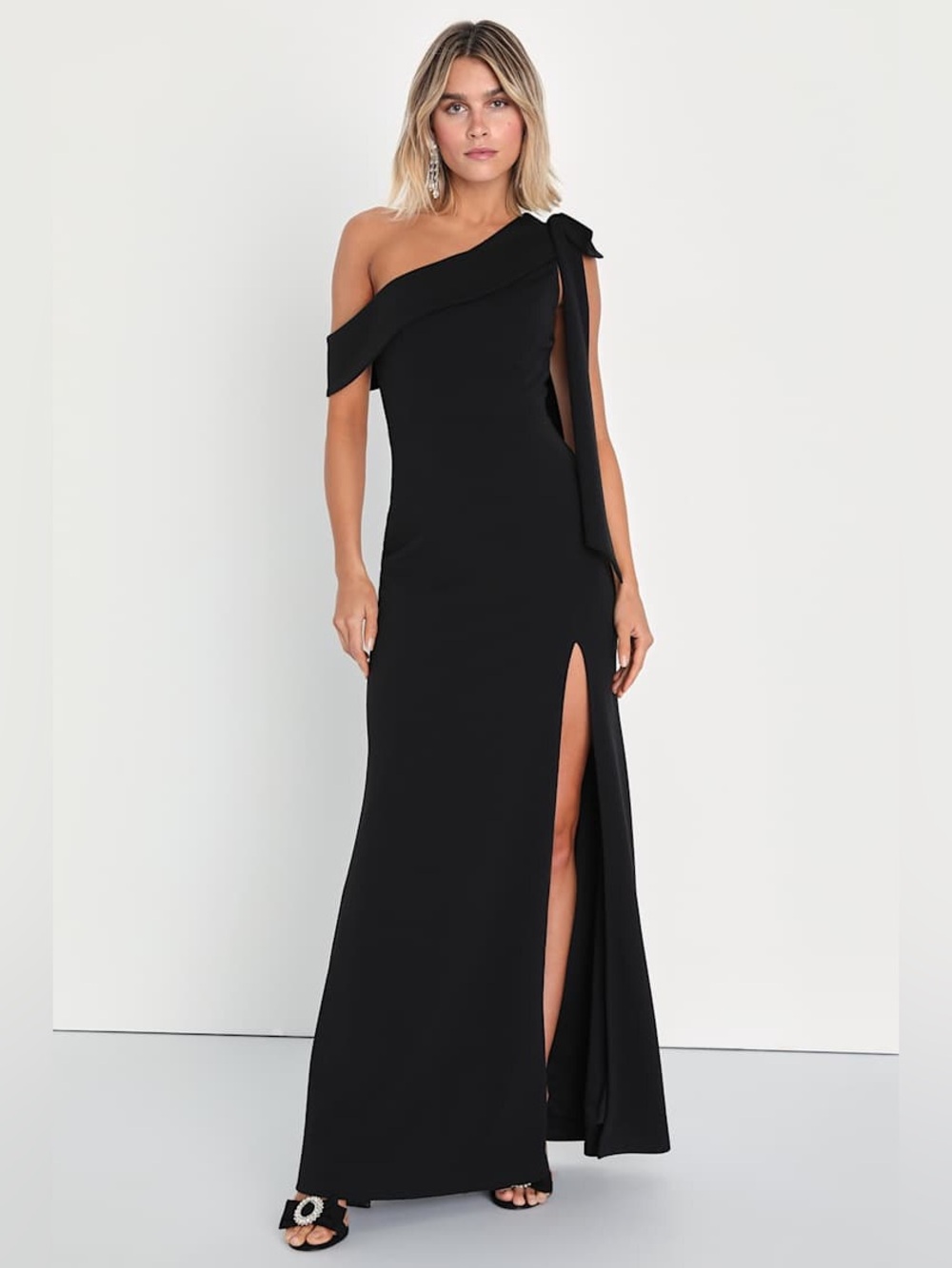 Lulu's Stepped Out Stunning Black One-Shoulder Mermaid Maxi Dress (2/1)